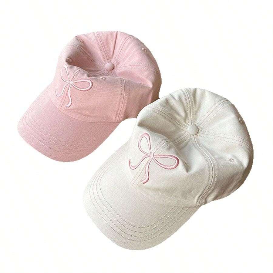 A New Style Baseball Cap For Women With Bow, Sweet And Age-Reducing Spring And Summer Leisure Street Sun Protection Cap - Pink - View 1