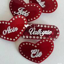 Pinza de cabello personalizada de acrílico con nombre, pinza de cabello DIY con rhinestones con forma de corazón, accesorio de cabello de alta gama como regalo para novia, dama de honor