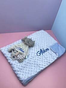 70cm*100cm Reversible Plush Fleece Blanket Set, Dual Layer Nap Throw Blanket, Customizable Adult Sofa Cover Quilt, Baby Stroller Wrap & Comfort Cloth, Gift Set - Multicolor - View 10