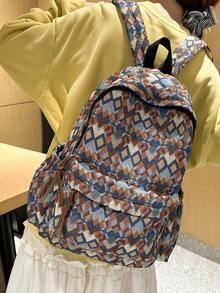 Women's Simple Large Capacity Classic Backpack Flower Big Bag - Multicolor - View 3