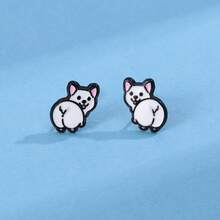 可爱狗狗耳环珐琅日常饰品耳钉礼物送给朋友时尚精致