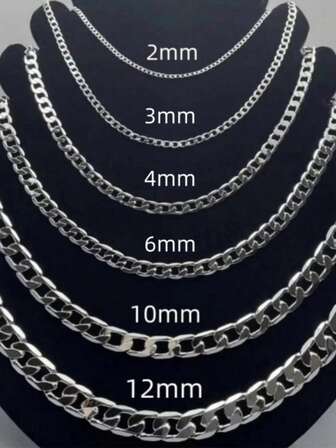 S925 纯银简约潮流男士侧链，批发时尚项链