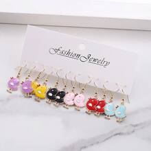 6 Pairs Cute Acrylic Chicken Animal Pendant Earrings, Colorful Chicken Earrings For Women
