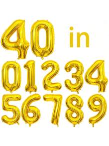 1pc 40-Inch Gold Color Number Foil Balloon, Birthday Party Decor, Photo Backdrop