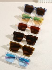 1pc Big Frame Square Decorative Glasses, European And American Style For Teenagers - Multicolor - View 2