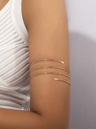 1 قطعة سوار معدني رفيع الخط، أنيق وبسيط، أساور للذراع مناسبة للنساء، للحفلات والولائم والهدايا