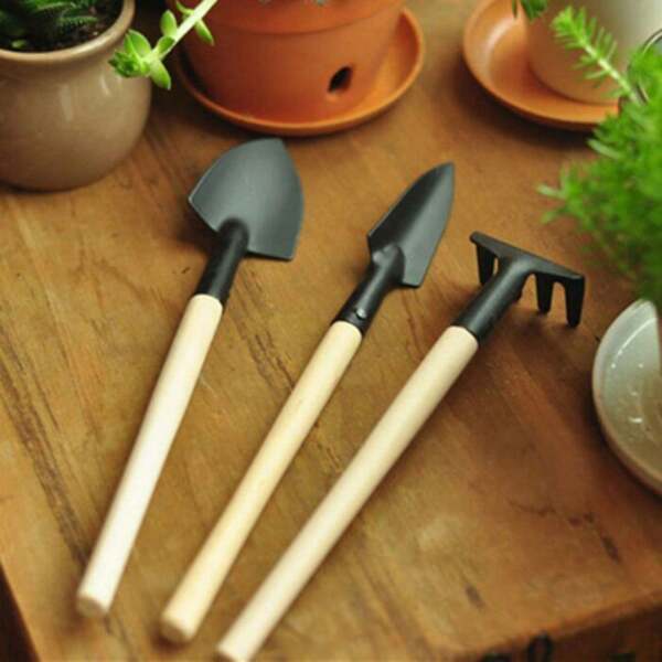 3pcs/Set Mini Spade Shovel Creative Portable Plant Small Rake Sand Beach Trowel Garden Flower Pot Accessories