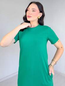 Women's Long Dress 100% Cotton - 橄欖綠 - 查看 3