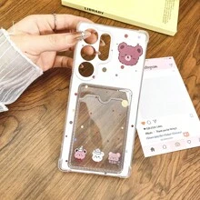 Multi-Functional Plush Bear Phone Case With Card Slot, Compatible With Galaxy S25, S24 ULTRA, S24 FE, S25 ULTRA, Galaxy A36, A56, S23 Ultra, TECNO SPARK GO 2024, POP8, SPARK20C, SPARK20, POVA6, POVA6 PRO 5G, POP9 4G, SPARK GO1, SPARK GO 2025, Shock Proof, Card Holder Design, Suitable For Student ID, Credit Card, ID Card Storage