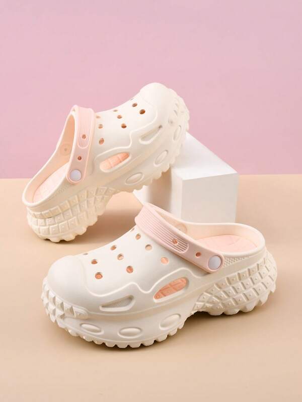 Sandálias femininas antiderrapantes ventiladas, verão 2025, com sola grossa, plataforma oca, material EVA, para esportes ao ar livre, chinelos de praia