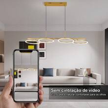 Modern Pendant Chandelier 60w 3 In 1 Luxury 4 Rings With Control - 金色 - 查看 7