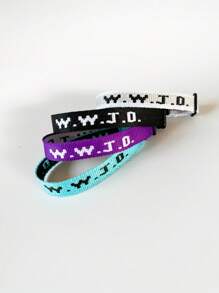 Set de 1/2/4 piezas Pulsera WWJD, Correa manual de colores aleatorios ¿Qué haría Jesús? Pulseras trenzadas hechas a mano bordadas, joyería cristiana inspiradora, muñequera deportiva unisex
