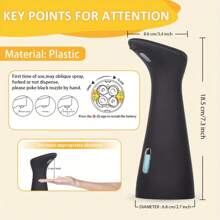 1pc Automatic Soap Dispenser, Battery Powered Wall-Mounted, Liquid Soap Dispenser With Touchless Infrared Sensor, For Bathroom And Hotel Hand Wash, Lotion, Shampoo, Body Wash, Kitchen Dish Soap, Skincare
