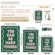 1pc, Canvas Hanging, Framed, Wall Arts, Posters, You Can Do Hard Things Art Print, Pink And Green Poster, Daily Reminder Affirmation Poster, Girly Bedroom Art, Dorm Decor, Home Office Decor, Room Decor