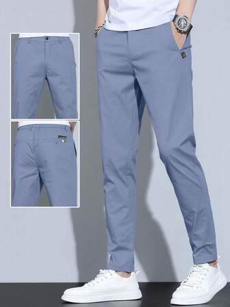 Pantalon décontracté de couleur unie pour hommes, style minimaliste convenant à l'été et à l'automne