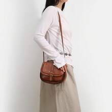 1 套棕色 PU 皮革女士单肩包、复古迷你马鞍钱包和波西米亚斜挎包 - 棕色 - 查看 4