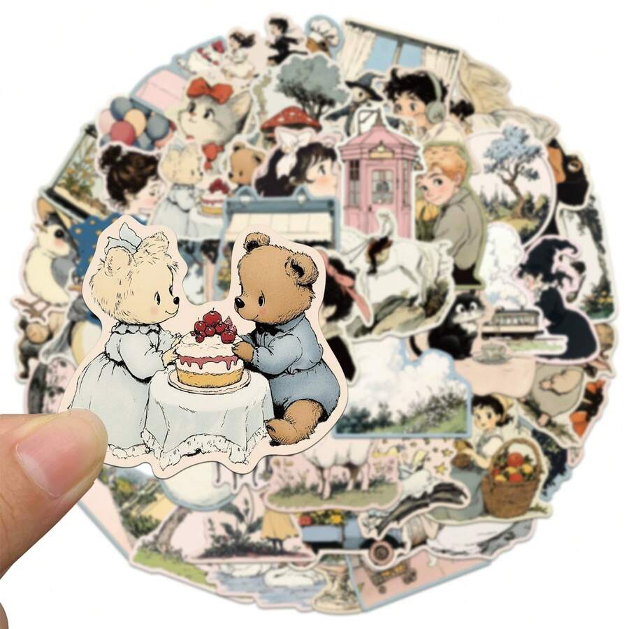 50pcs Retro Cartoon World Cute Stickers For Luggage, Laptop, Guitar, Phone Case Decoration,School Supplies,Back To School Scrapbook Supplies Funny Stickers Laptop Stickers Kindle Phone Stickers - Multicolor - View 1