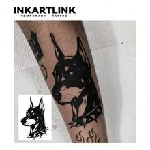 INKARTLINK 宠物临时纹身 | 草本果汁配方狗纹身 | 革命性的 15 天技术 | 逼真的半永久防水防汗 | 1-2 周自然脱落假纹身小工具 | 可爱的宠物主人个人身体装饰 - 黑色 - 查看 3