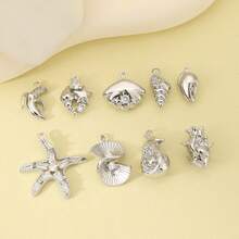 5 Pieces/9 Pieces Delicate And Fashionable Copper Micro-Inlaid Zirconia Pendant DIY Jewelry Necklace Earrings Making Accessories Personalized And Style Can Be Mixed And Matched There Are Gold And Silver To Choose From - DIY Jewelry Pendant - View 4