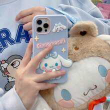 Sanrio Custodia protettiva in silicone 3D, compatibile con Apple 16/15, con motivi cartoni animati carini rosa e Melody della linea Sanrio, per la piena copertura del telefono