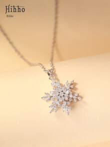 Hihho 1 Stück Halskette mit Exquisit Kubischem Zirkonia Dekor, Schneeflocke Für Frauen Für Party