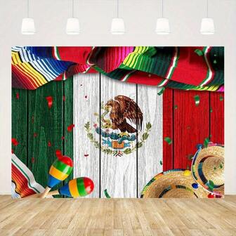 1 款美国爱国国旗风格背景，红白金星条相间。聚酯纤维设计，轻巧易悬挂，非常适合新娘送礼会、摄影和四季活动。