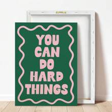 1pc, Canvas Hanging, Framed, Wall Arts, Posters, You Can Do Hard Things Art Print, Pink And Green Poster, Daily Reminder Affirmation Poster, Girly Bedroom Art, Dorm Decor, Home Office Decor, Room Decor