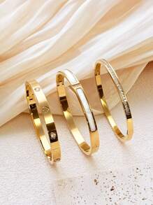 1pc Tainless Steel Bracelet For Men And Women Four Seasons Personalized Design Bracelet,Jewelry Gold Jewelry Jewelry Women Bracelets Accessories Women Stainless Steel Jewelry Bracelets For Women Western Jewelry Stainless Steel Simple Niche Diamond Set