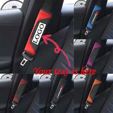 2pcs Customized Logo Carbon Fiber Leather Car Seat Belt Shoulder Pad Covers