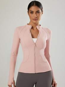 VUTRU VUTRU 1 Stück Damen Jacke mit Reißverschluss vorne, Taschen, Langarm, mit Daumenöffnungen, für Yoga, Alltag, Lässig, Fitness