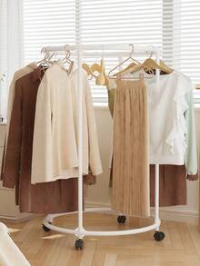 1pc Thick Circular Rotating Clothes Storage Hanging Rack, Floor Standing With Wheels, Easy Drying Rack, Multi-Functional Multi-Layer Metal And PP Clothes Rack, Suitable For Home And Retail Space Garment Storage And Display, Balcony Drying Rack, Clothes Store Display Rack With Wheels, Applicable To Room, Living Room, Balcony, Office - Multicolor - View 5