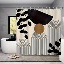 1 Stück/4 Stück Badezimmer Duschvorhang-Set für Zuhause, hergestellt aus 100% Polyesterstoff, wasserdicht & leicht zu reinigen, inklusive 12 Haken, Toilette-Sitzabdeckung, rutschfeste Badematte, waschbarer Vorhangstoff, essentielle Badezimmer-Accessoires für Studenten-/Wohnraum-Dekoration