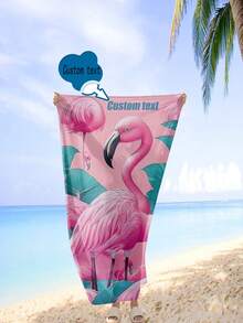 **Pink Flamingo Beach Towel** Available In Multiple Sizes, This Fashionable Ins-Style Design Features A Tropical Flamingo Pattern With Fresh Pink Background, Creating A Summer Vacation Vibe. - Multicolor - View 1