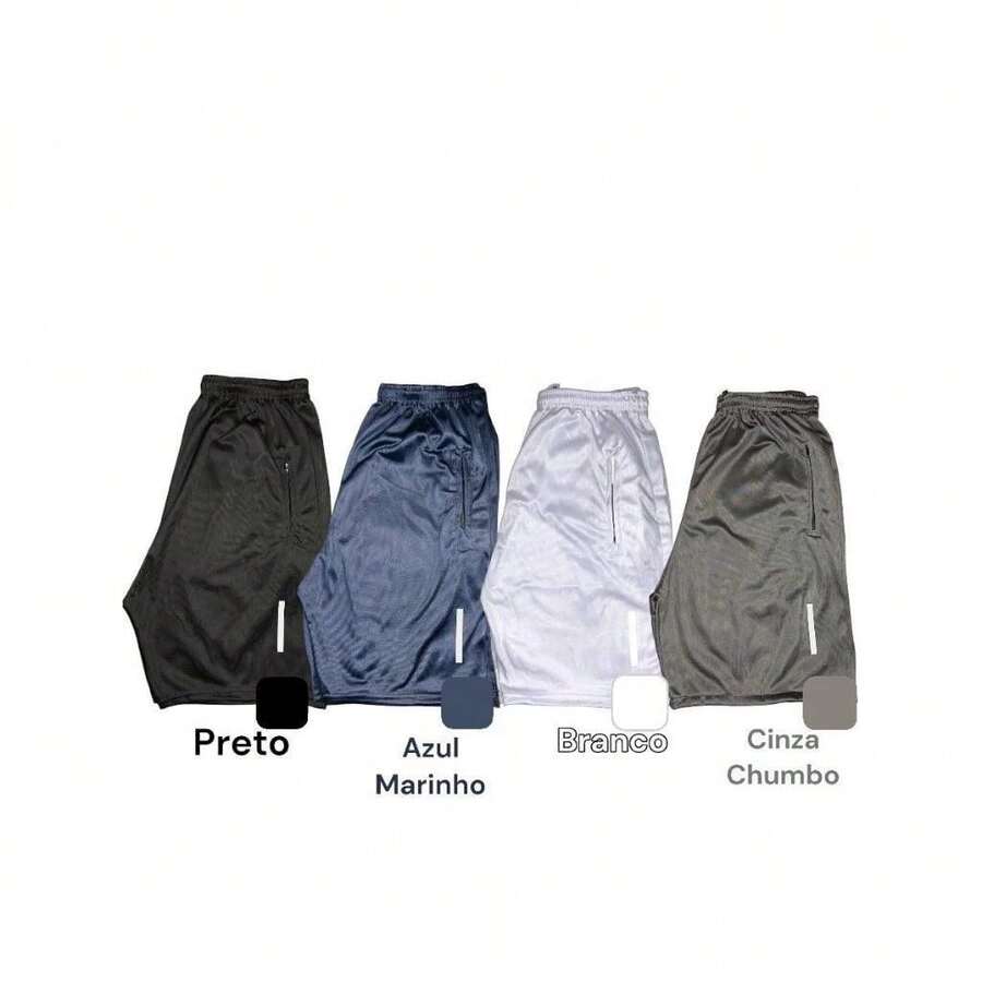 Kit 4 Dry Fit Bermuda Shorts For Sports Training With Zippered Pocket - 彩色 - 查看 1