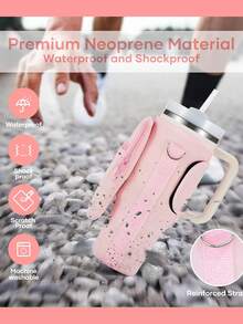 1set 40 Oz Case With Adjustable Shoulder Strap And Straw Hat Accessories,Double Storage Bag, Compatible With Stanley 40oz 30oz Tumbler,Neoprene Bottle Sleeve Pouch With Adjustable Shoulder Strap, Cup Accessory For Outdoor Activities, Office, Travel, Gifts, Sportss, Carry-On Bottle Accessory