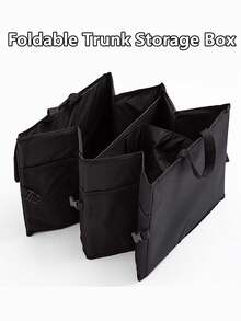 1 pieza Bolsa de almacenamiento para el maletero del coche con compartimentos, gran capacidad, bolsa de almacenamiento trasera universal plegable de Oxford con bolsillo grande, bolsa de almacenamiento para maletero de SUV, bolsa de almacenamiento para asiento trasero que ahorra espacio en el coche - Negro - Ver 4