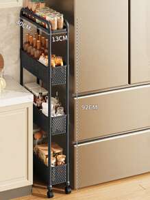 1pc Movable Small Rolling Cart, Narrow Gaps Storage Practical Rack, Multi-Layer Storage Shelves, With 360° Swivel Casters, Suitable For Kitchen/Bathroom/Bedroom/Beside Fridge Storage Rack ,Jewellery Box,Pouch,Makeup Brush Holder,Brush Holder,Perfume Organiser,Pouch Bag