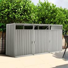 Trash Can Storage, 3 X 52.79 Gal Trash Bin Storage Shed Outdoor, Galvanized Steel Horizontal Storage Cabinet Waterproof, Lockable Garbage Can Storage Shed, For Garden, Backyard And Patio Use - 3 Trash Bin Storage Shed - View 9