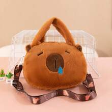 Capybara Crossbody Bag Portable Shoulder Bag Purse Cute Plush Bag For Outdoor Party,Stuffed Capybara Plush Bag Cartoon Capybara Plush Animal Handbag