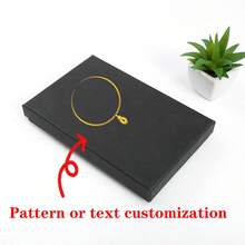 1pc Jewelry Gift Box, Jewelry Packaging Box, Top & Bottom Cover Gift Box, Pendant Display Box - Black Jewelry Box - View 3