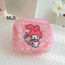 1 pieza Bolsa de cosméticos mini de estilo kawaii de Sanrio, neceser portátil y lindo para maquillaje, juguetes, almacenamiento de viaje, organizador de maquillaje de gran capacidad para lápiz labial, brochas, cuidado de la piel, teléfono, monedas, artículos pequeños, para el hogar, regalo, vacaciones, Halloween, Navidad, estilo bohemio