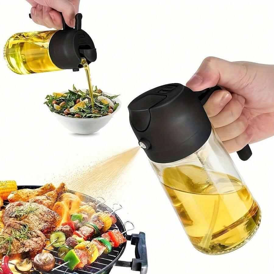 1 16.5 Oz Kitchen Fuel Bottle -2-In-1 Olive Oil Dispenser And Sprayer -470 Ml Olive Oil Bottle - Burner For Cooking, Dining, Kitchen, Salad, Barbecue, Glass Oil Bottle, Spray Bottle - Multicolor - View 1