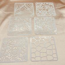 6pcs Reusable Soft Plastic Texturized Floral Plant Nature Imprint Hollow Template, Washable - White - View 8