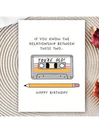 1/2/5/10pcs Funny "You're Old" Cassette And Pencil Joke Birthday Card For Men, Women, Dad, Brother, Friends, Uncle - Humorous Older Birthday Card, With Blank Pages Inside, Perfect Gift For Mother's Day, Father's Day, Various Holidays, Anniversaries, Holiday Parties, Birthday Parties, Banquets And Special Occasions
