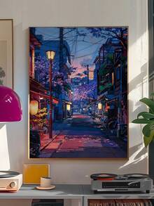 1件現代東京茶屋牆面油畫，動漫城市街道咖啡店場景，適合臥室、客廳、廚房，牆面藝術、牆面裝飾、家居裝飾、房間裝飾，畫布牆面藝術，海報，附框牆面藝術，可選框 - 彩色 - 查看 14