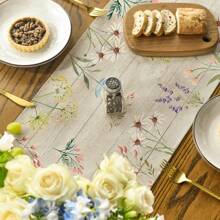 Floral Flowers Printed Tablecloth, Seasonal Summer Kitchen Dining Table Decor For Home Party