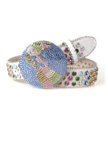 1pc Plain Color Polka Dot Contrast Color Casual Bohemian Retro Palace Style Party Cute Sexy Street Elegant PU Leather Belt, Suitable For All Seasons, Punk Hip-Hop