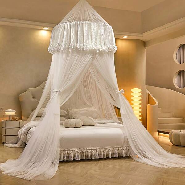 Mosquito Net Canopy Circular Hanging Mosquito Net Princess Feel Interior Insect And Mosquito Repellent Comfortable Sleep Easy To Install Diameter 100 X Height 280cm