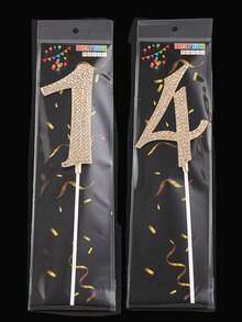 1 件大号数字 0 1 3 4 5 6 7 8 9 生日蛋糕装饰，金色闪亮水钻生日快乐蛋糕装饰，编号 1 10 16 18 21 30 40 50 60 70 80 蛋糕装饰适用于生日派对结婚周年纪念装饰