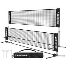 SONGMICS Red de Bádminton de 4 Metros, Red de Voleibol con Postes Ajustables en Altura, Red Portátil para Tenis Juvenil, Azul - Negro - Ver 3